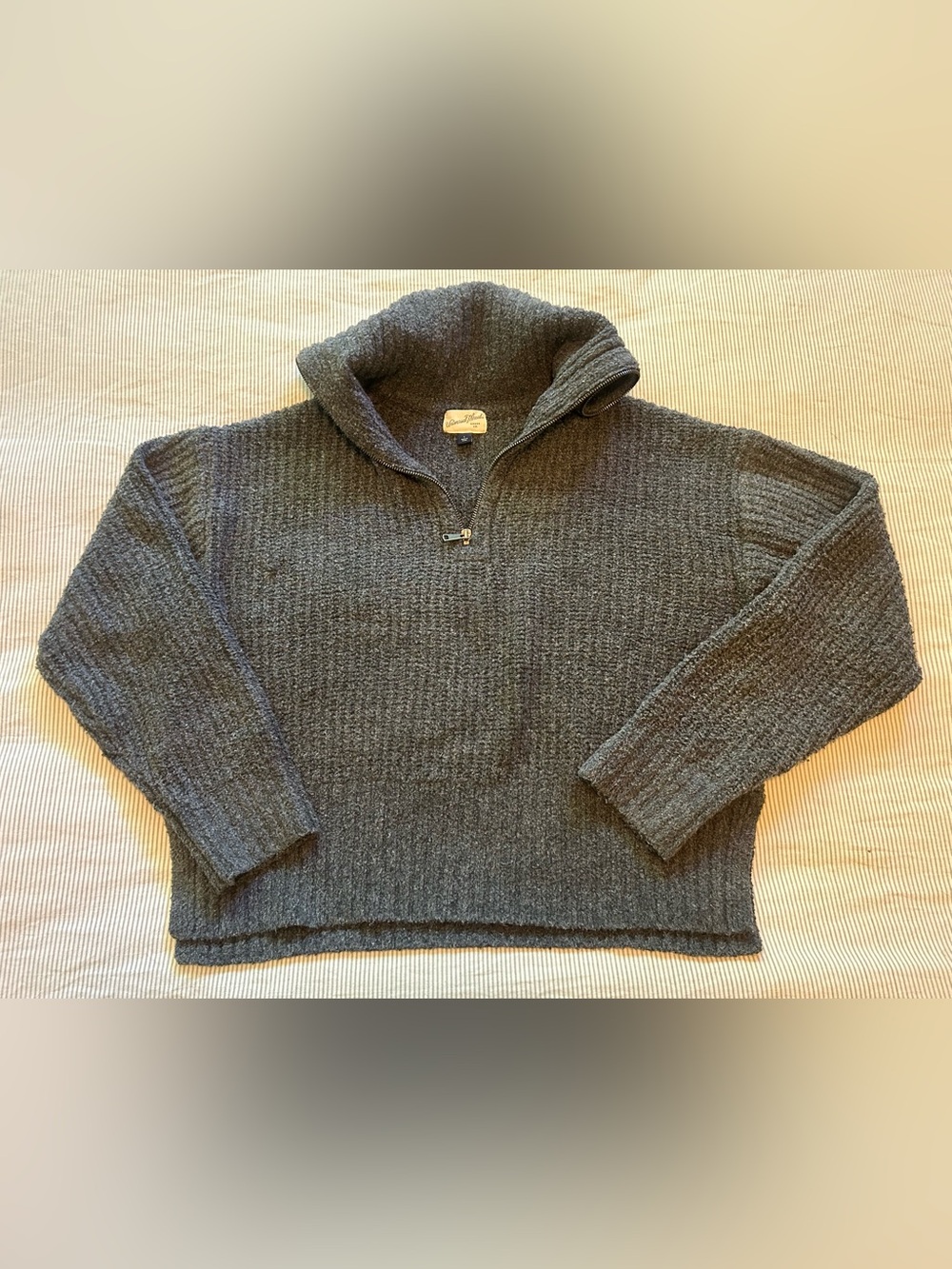Universal Thread Gray Quarter Zip Sweater Large Cozy Knit Funnel Neck Pullover
